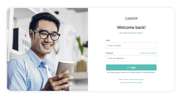 Log in or sign up for CardUp