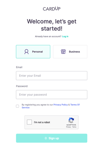 Log in or sign up for CardUp